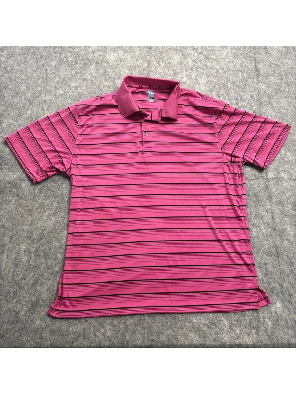 PGA TOUR Men's XXL Pink/Black Striped Short Sleeve Polyester Collared Polo